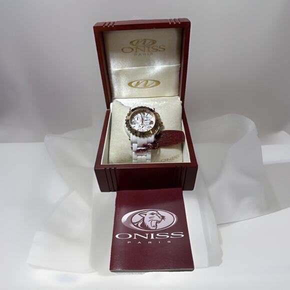 NEW Oniss Paris White MOP Dial White Ceramic Watch main image 6